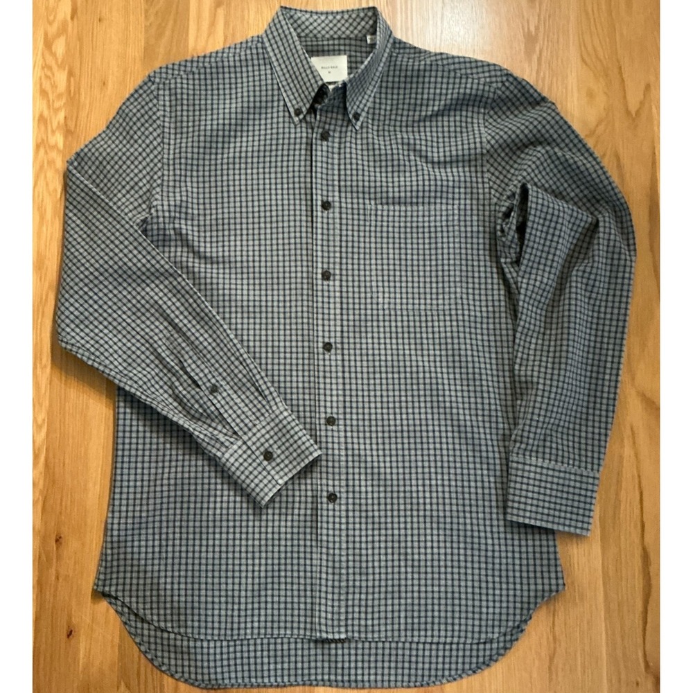 Billy Reid Medium Gray Black Micro Check Shirt Made in Italy Standard Fit